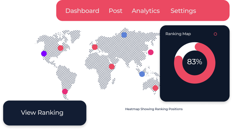 Local ranking heatmap across a service area
